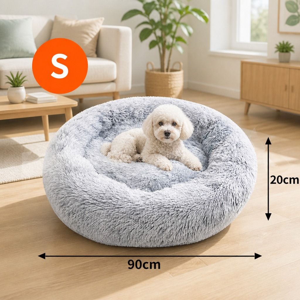 Dog Cat Pet Calming Bed Warm Soft Plush Round Nest Comfy Sleeping Washable Zip โ image 2