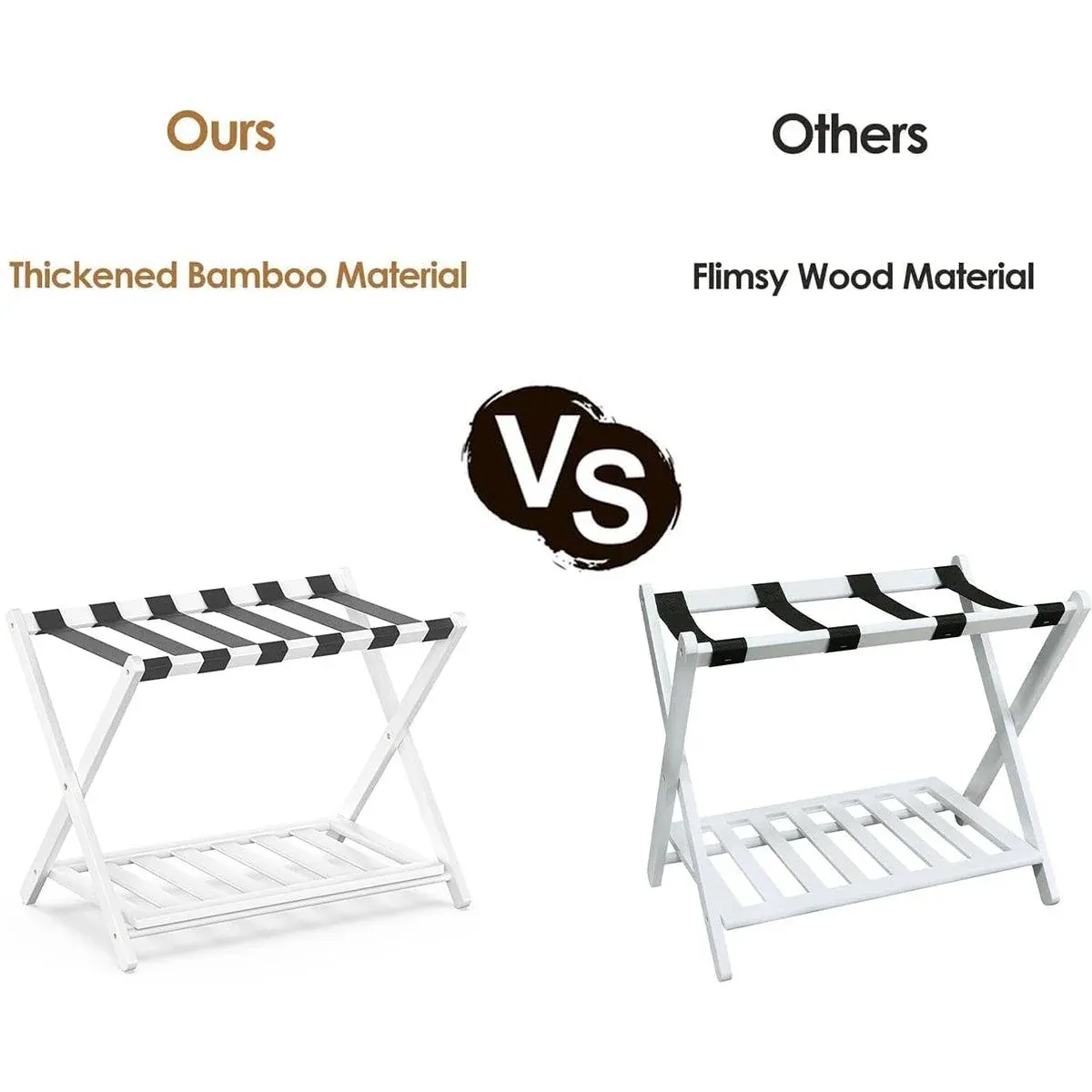 Foldable Luggage Rack Stand Portable Black Storage Shelf for Bedroom Travel — image 5