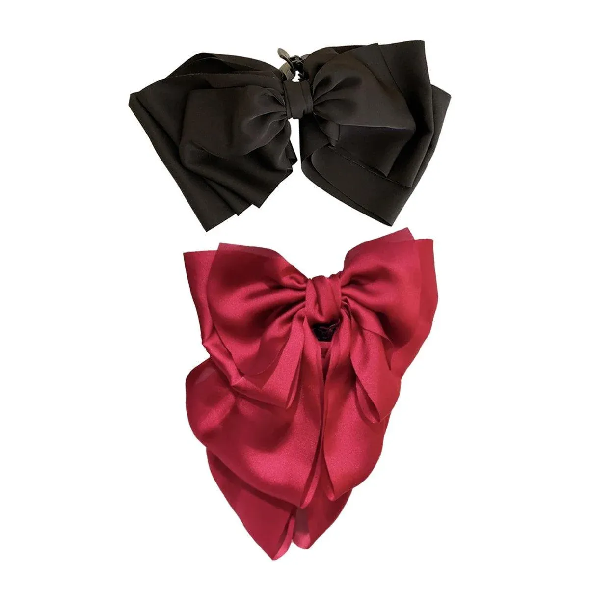 Women Girls Elegant Long Bow Hairpin Large Ribbon Hair Clip Hair Accessories - Black โ image 3