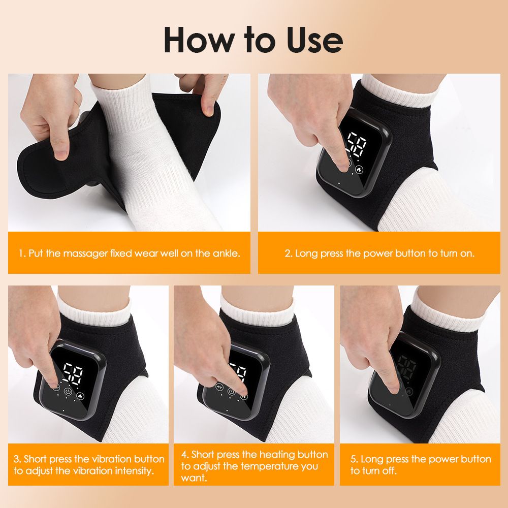 Cordless Foot and Ankle Massager with Heat, Ankle Heating Pad Wrap with Massage, Ankle Massager for Pain Relief, 3 Heat & Vibration Settings, Auto Shut-Off — image 3