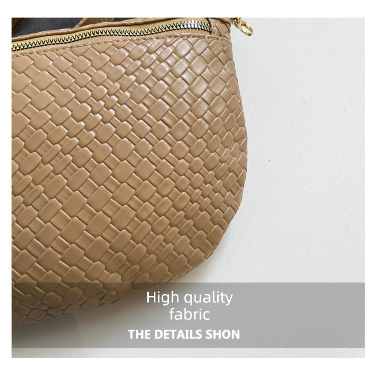 Women's Woven Crossbody Dumpling Bag Soft Vegan Leather Chest Waist Pack with Wide Adjustable Strap for Travel & Festivals (Red) — image 6