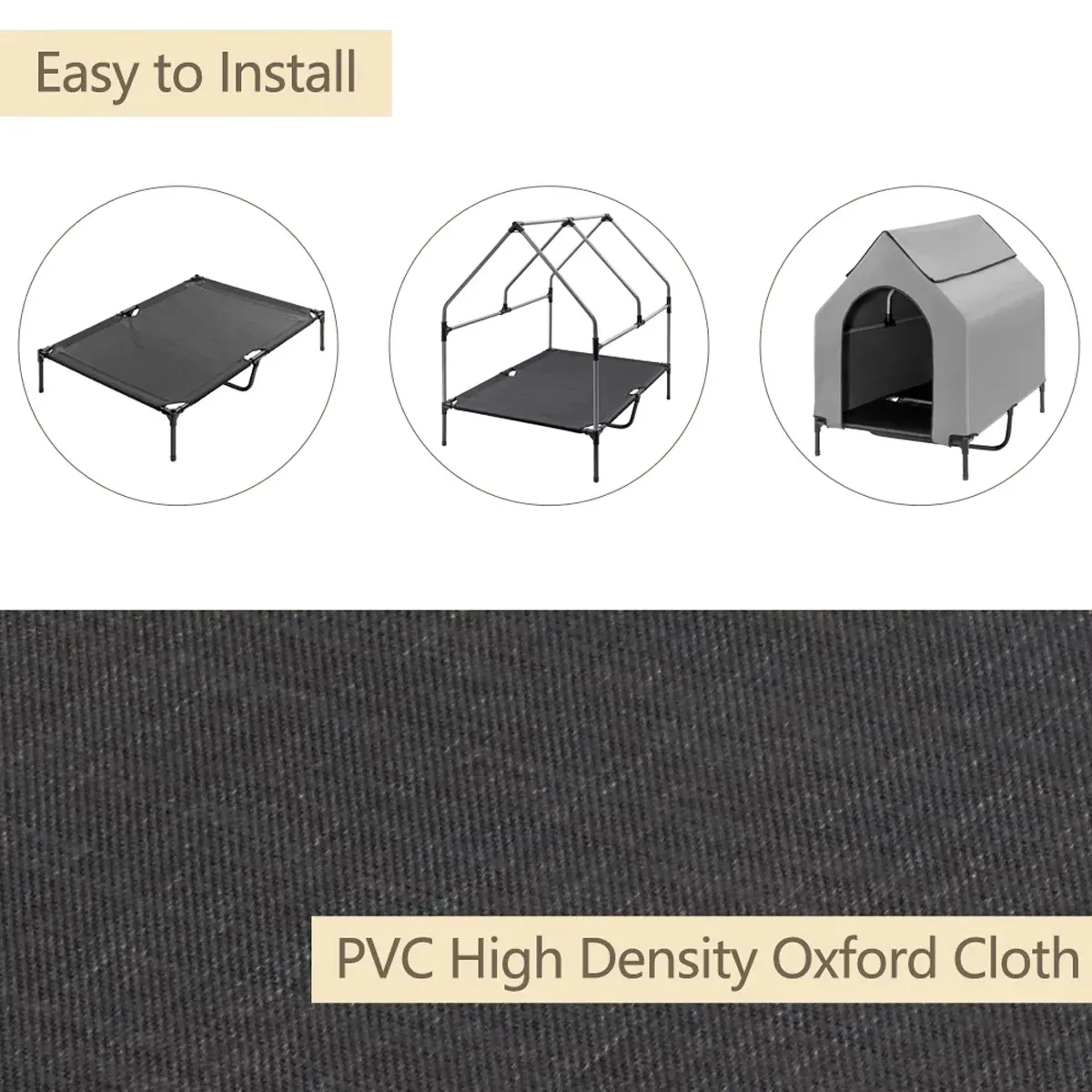 Outdoor Pet Camp Bed with Canopy Large Dogs Mesh Summer Breathable Kennel — image 6