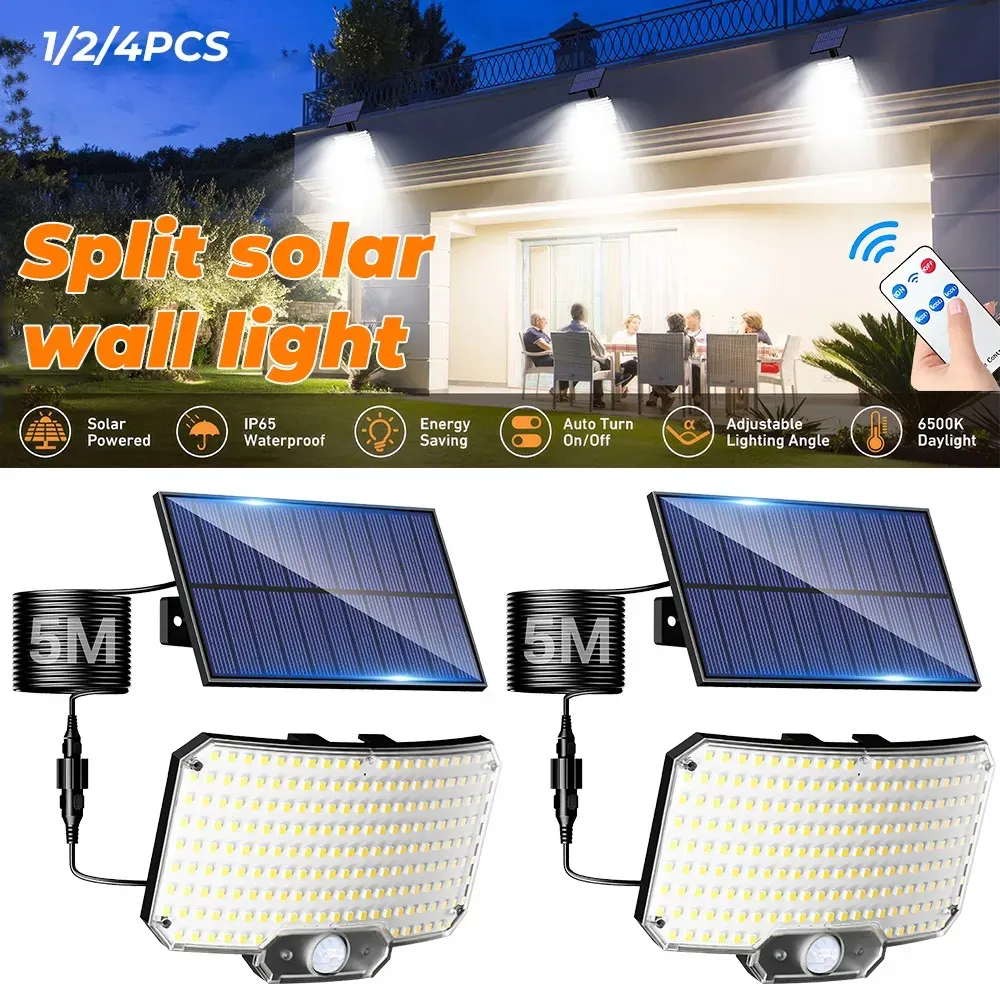 238LED Solar Powered Motion Sensor Flood Light in Black for Outdoor Security โ image 3
