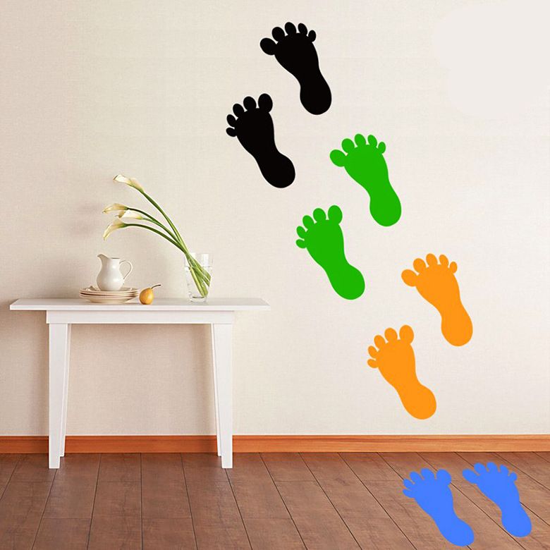 9 Pairs Stickers Waterproof Color Stickers Foot Stickers Pvc Cartoon Event Supplies Child Kids Stickers Footprint Decals โ image 2