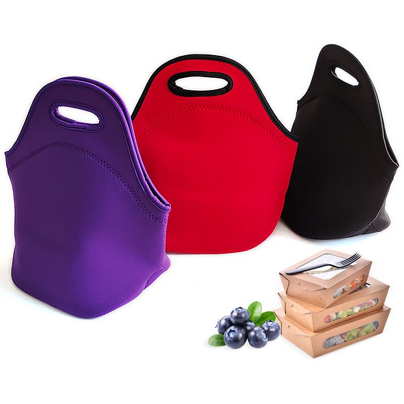 Black Reusable Neoprene Insulated Lunch Bag – Waterproof Thermal Tote for Work, School & Picnics (30x17x30cm) — image 2