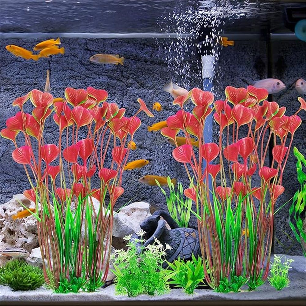 2pcs Grass Aquarium Fish Tank Landscape Plastic Water Grass Fish Tank Decoration Fake Water Grass Simulated Water Grass Ornament (Pink ) — image 2