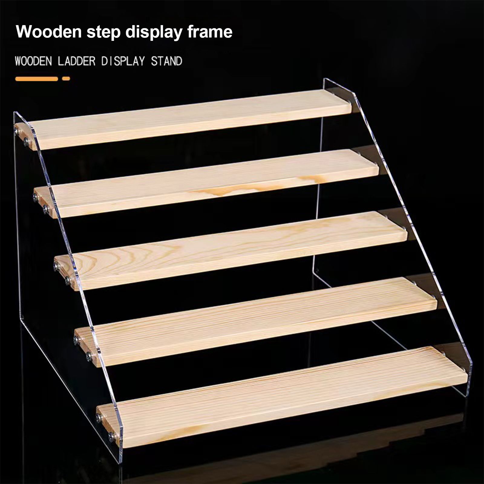 Wooden Ladder Display Shelf Countertop Cabinets Organizer Rack for Toy Cosmetics Kitchen Spices — image 6
