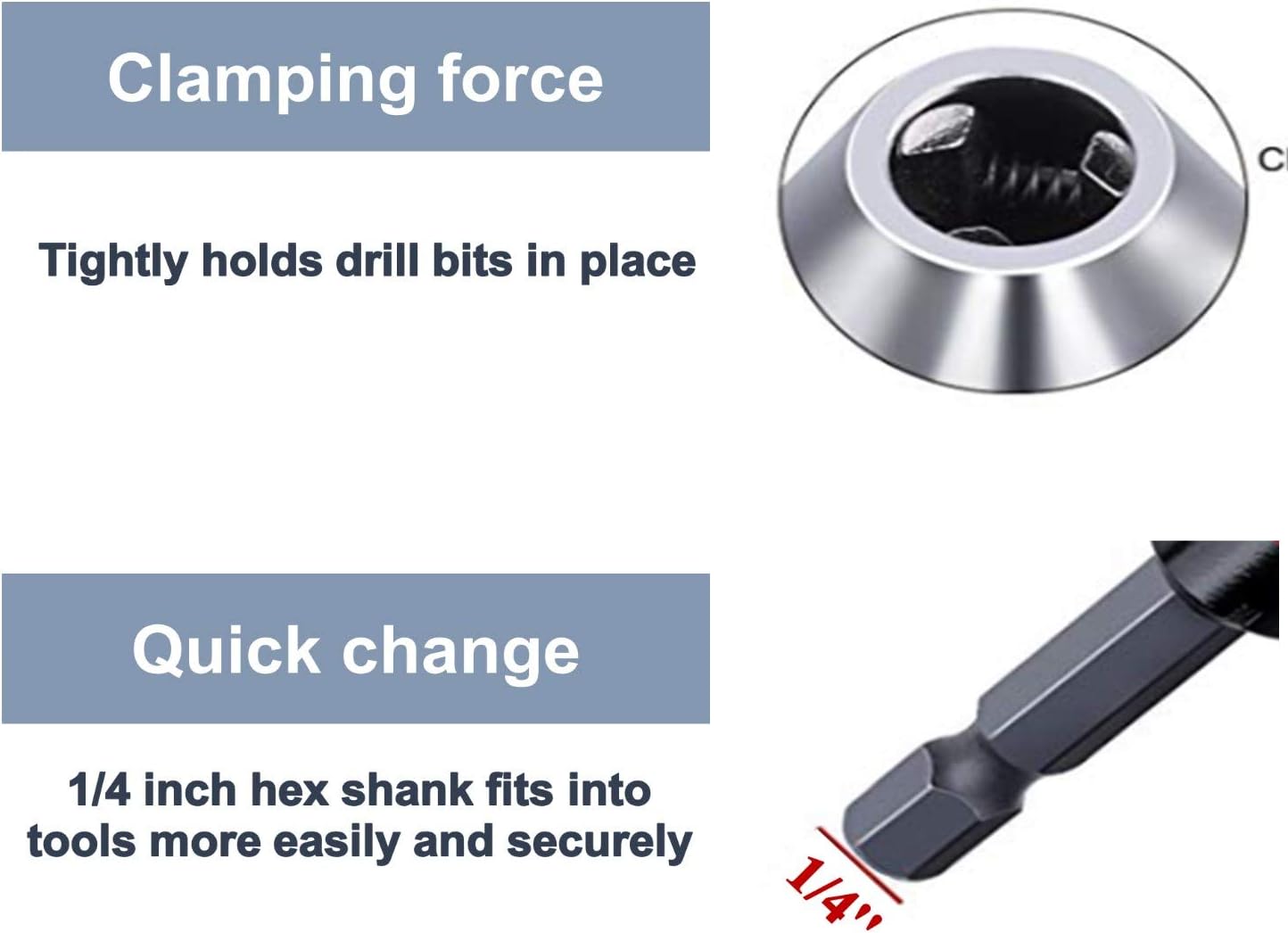 Drill Bit Adapter with 1/4 Hex Shank - 3Pcs Small Drill Chuck Extension for Impact Driver (0.6-8mm,0.3-3.6mmX2) โ image 5