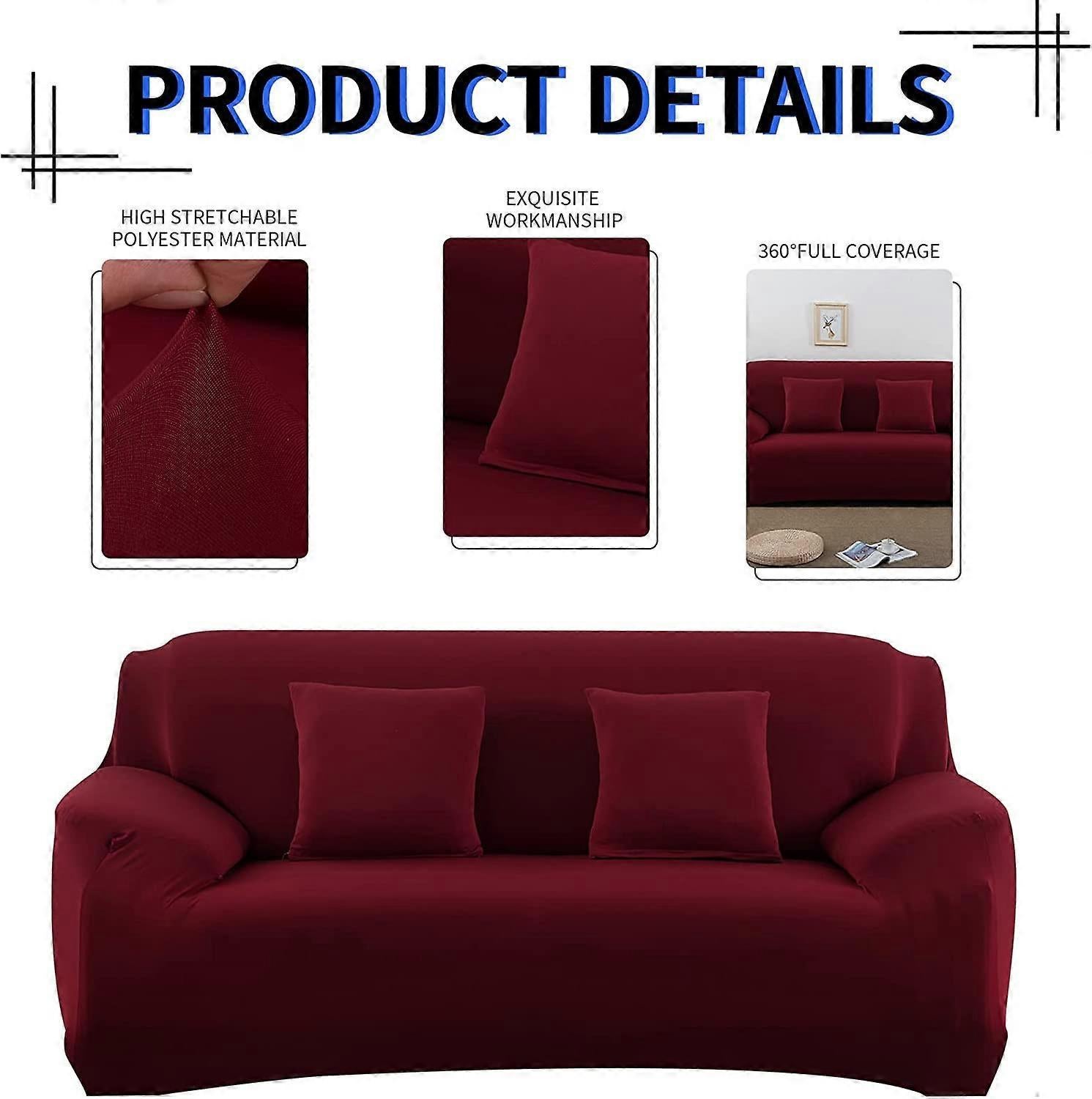2 Seater Square Stretch Sofa Cover with Armrests and Cushion Covers โ image 3