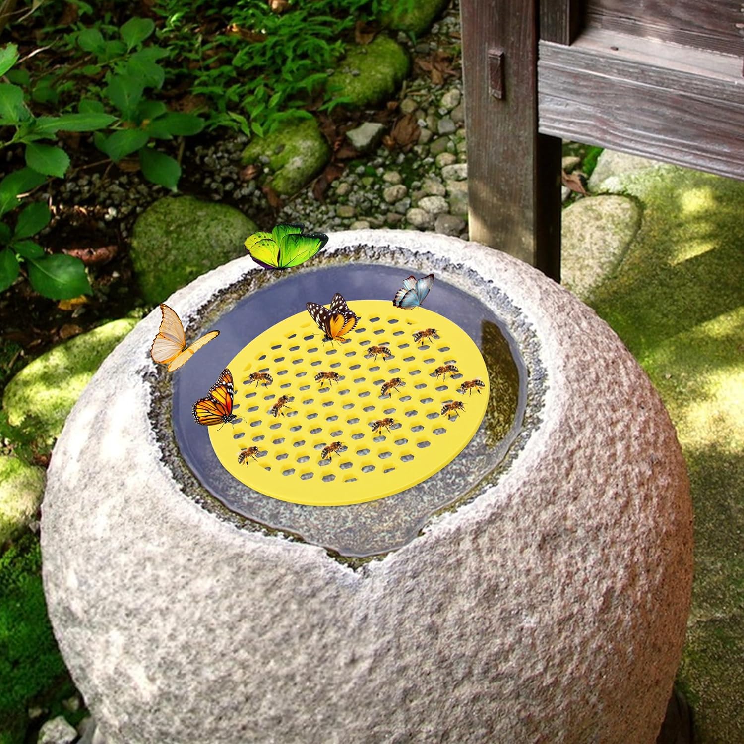 4 Pack Floating Bee Island- 7.87 Inch EVA Foam Floating Bee Watering Station- Butterfly Bee Waterer for Feeding, Bee Bath, Outdoor Garden Decor — image 6