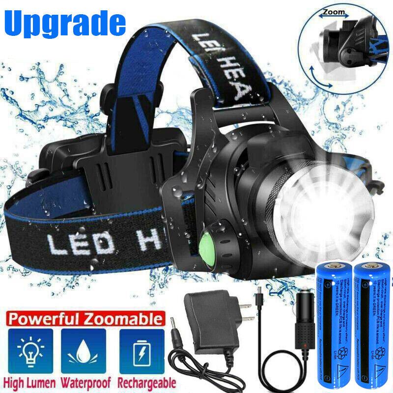 LED Head Torch Headlight Camping Headlamp Rechargeable Waterproof Fishing Light — image 3