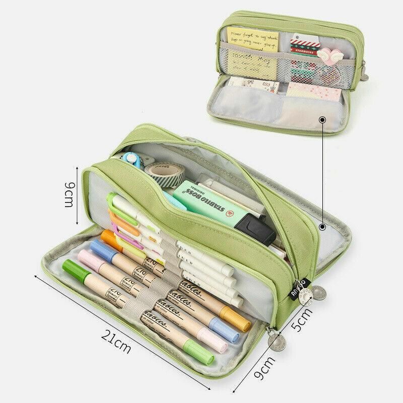 Zipper Pencil Case Large Capacity Storage Bag School Stationery Makeup Organizer - Purple — image 4
