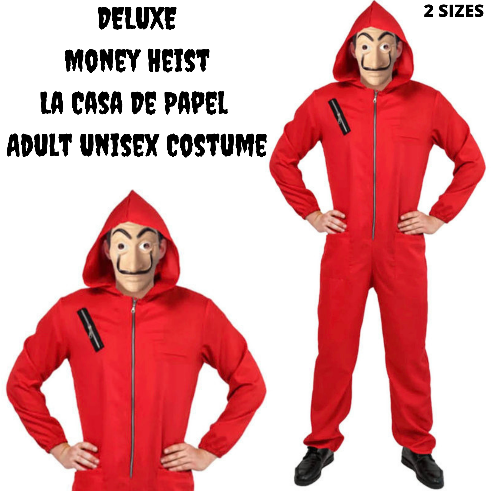 Salvador Dali La Casa De Papel Money Heist Red Jumpsuit Mask Costume Hoodie — image 2