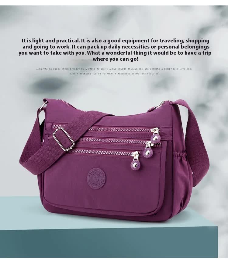 Women's Lightweight Nylon Crossbody Bag Waterproof Multi Pocket Shoulder Purse Travel Messenger Grey — image 5