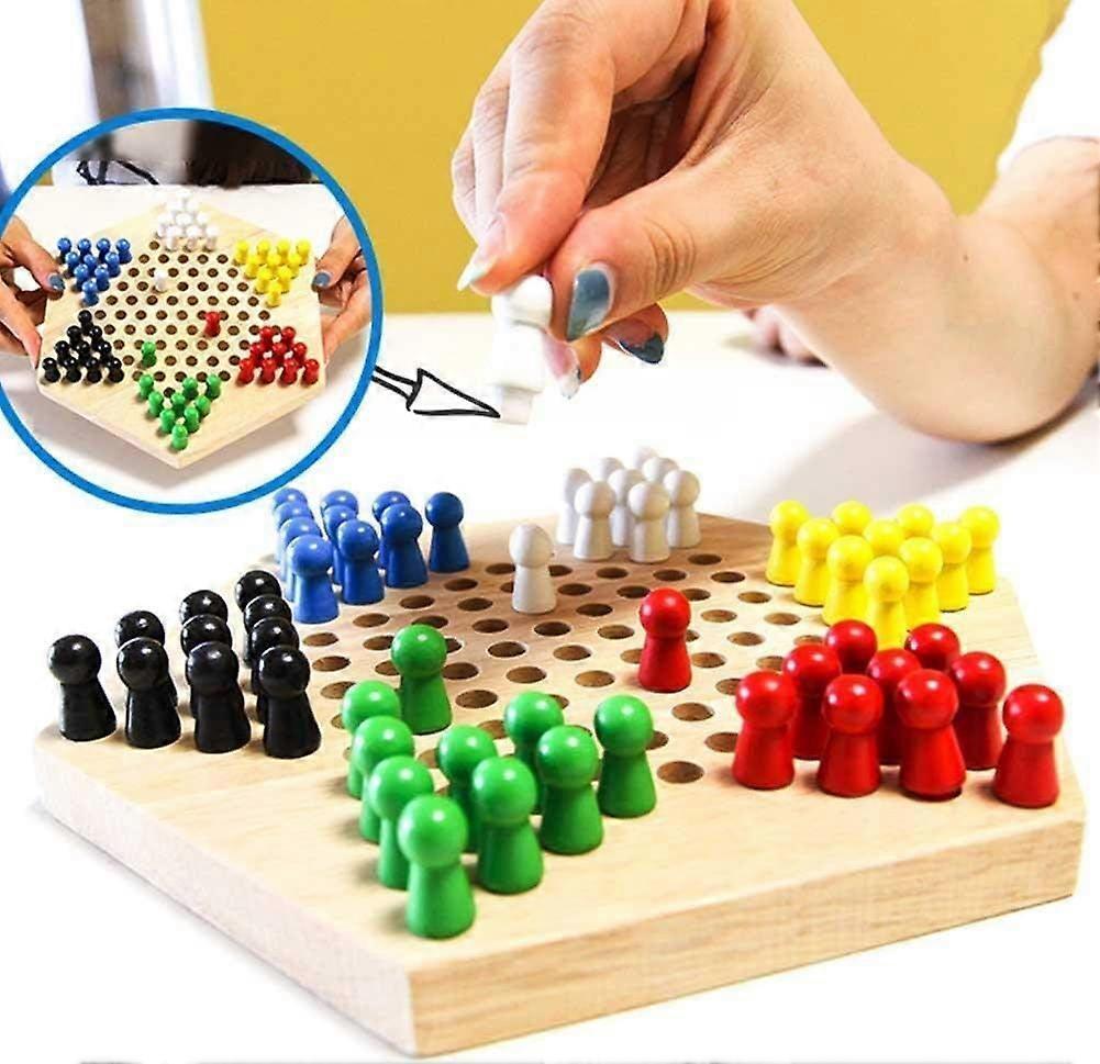 Chinese Checkers Wooden Building Board Games for babies Classic Set Halma Family Strategy Pieces โ image 3