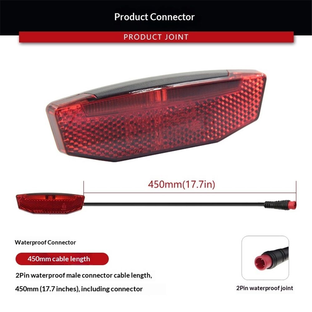 Tail Light, 6V-60V LED Warning Light High Brightness Bike Rear Light Night Riding Equipment Waterproof Connector Electric Bike Accessories for Night Riding — image 3