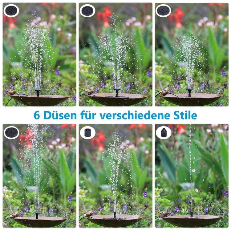 5W Solar Fountain Pump with 6 Nozzles, Floating Bird Bath, Solar Powered Garden Water Pump — image 4