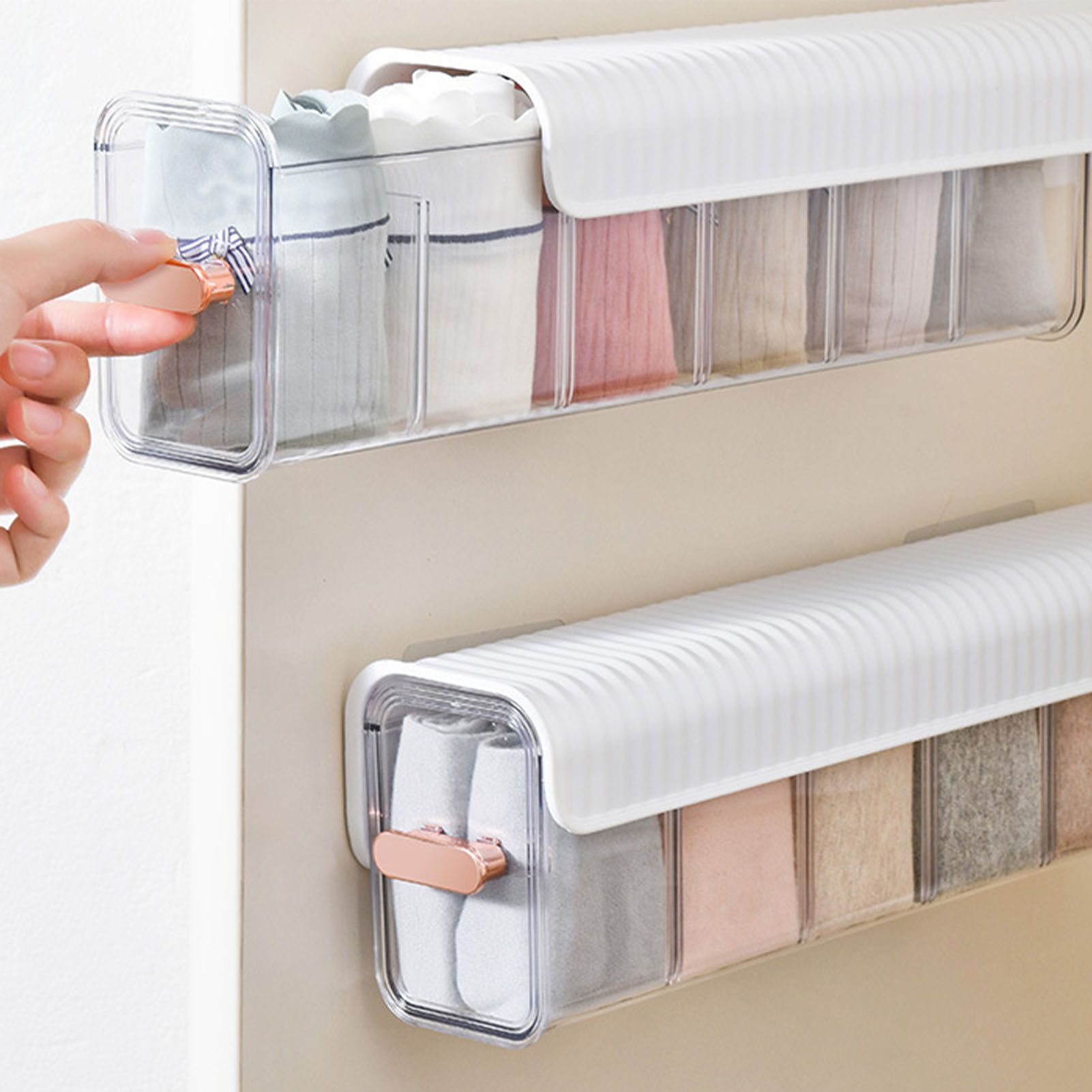 Wall Underwear Organizer Detachable Dustproof Moistureproof Wall Mount Drawer Organizer for Bedroom Home White — image 5