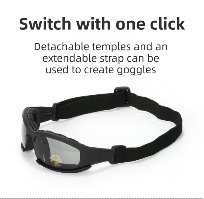 Black Tactical Protection Goggles with Storage Box and Elastic Straps (Polarized 4-Lens Set) - Windproof, Dustproof, UV Protection for Cycling, Tactical โ image 3