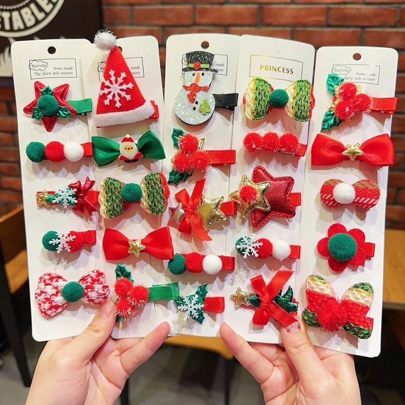 Stylish Retro Christmas Hair Accessory Kit, Decorative Side Bang Hair Clips, Leaf 5 Pack Card Package — image 3