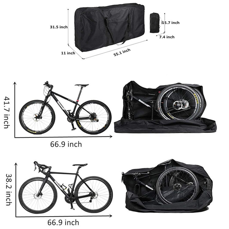 800D Oxford Cloth Bicycle Bag, Mountain Bike & Road Bike Storage Bag(14-16 fold version: 75*40*65CM / bag 28*14CM) — image 2