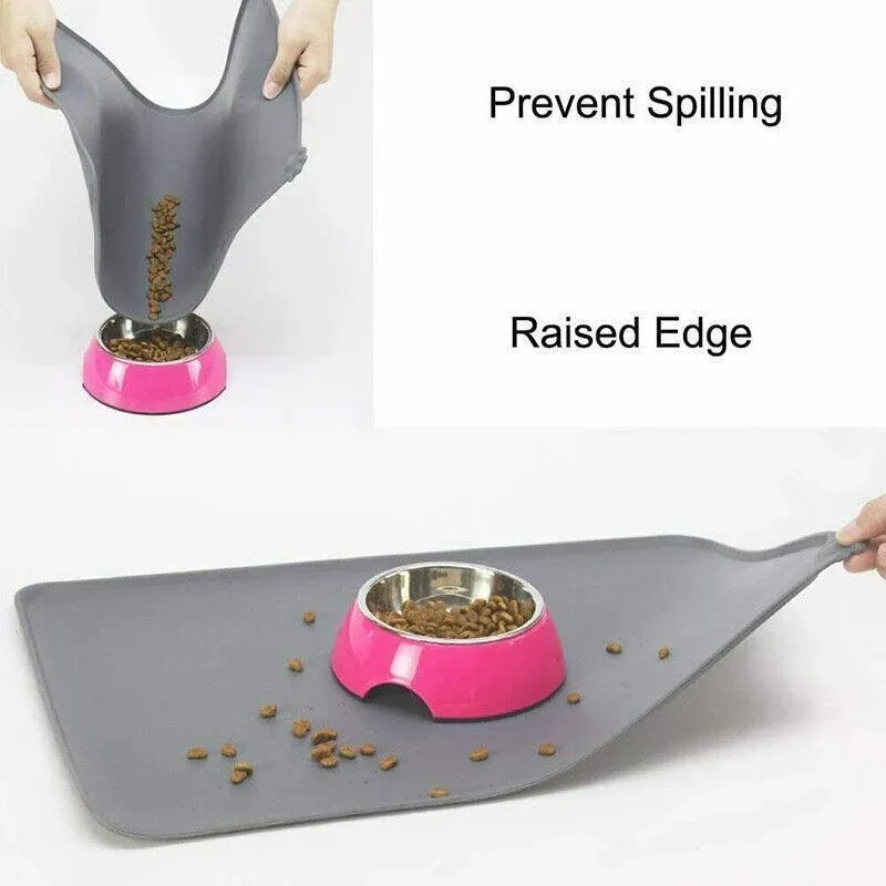 Silicone Pet Feeding Mat Dog Cat Food Bowl Placemat Waterproof Non-Slip Easy Clean - Black — image 5