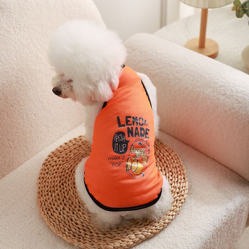 Pet Mesh Vest Polyester Trendy Cartoon Style Mesh vest-lemon can