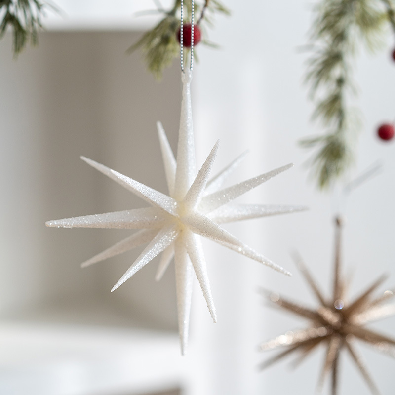 5-PCS Small champagne color New Christmas Ornament - Starburst Hanging Decor for Tree and Holiday Display â image 4