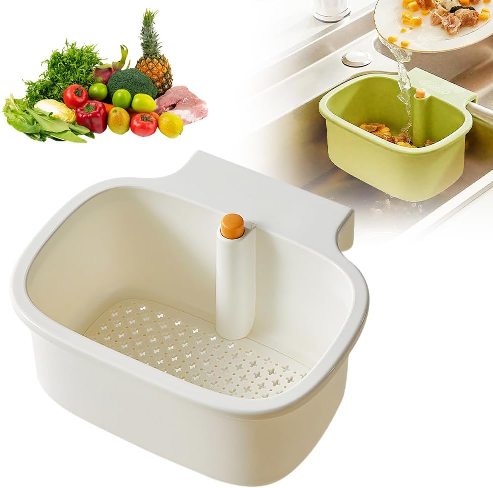 2025 New Suction Cup Sink Corner Rack, Automatic Dumping Suction Cup Press Sinks Drainer Basket, Upgrade Corner Sink Trash Catcher for Food Waste Faucet Sponge