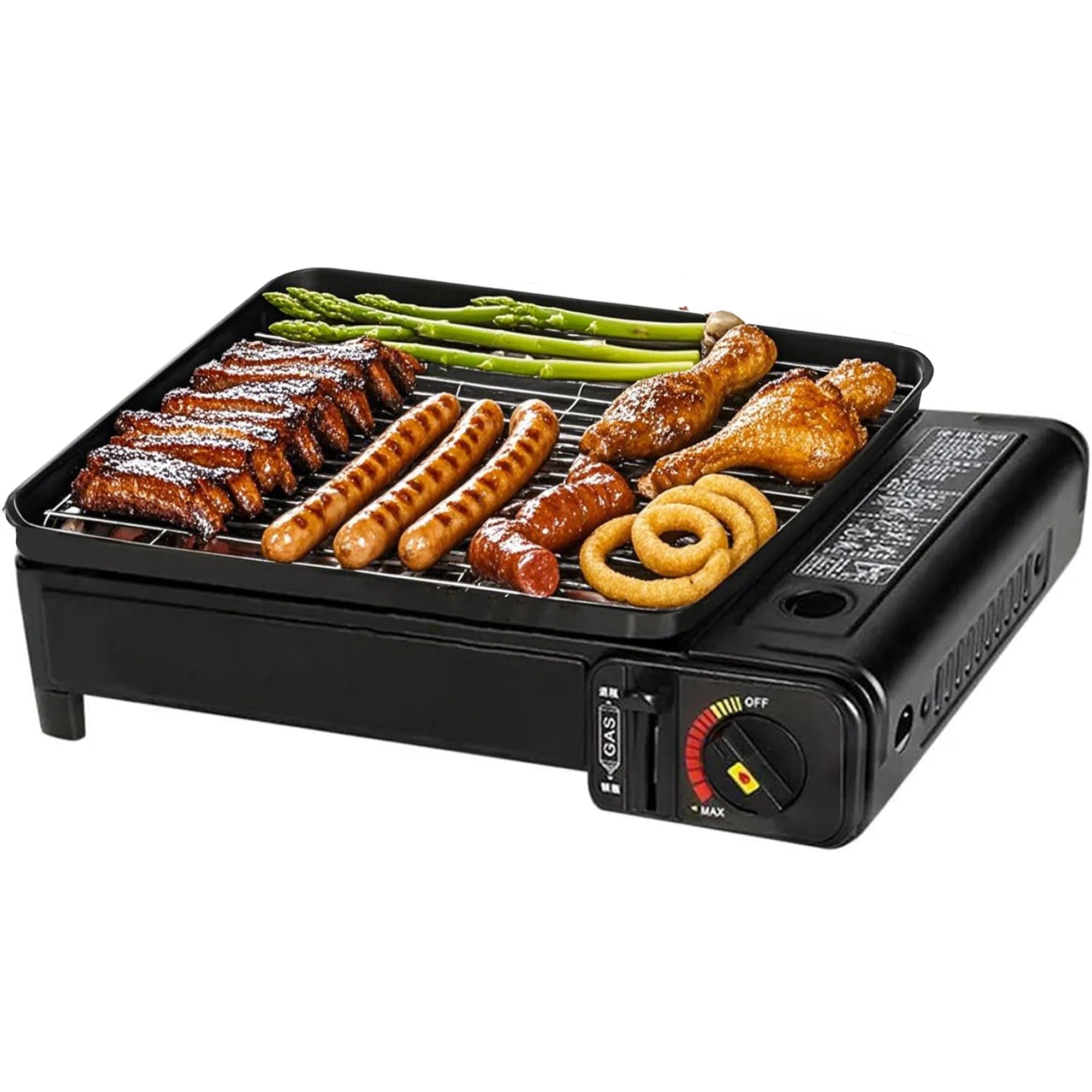 Portable Gas Grill with Removable Grate & Carry Case โ Dual Fuel Outdoor Stove for Camping, Backyard BBQs & Beach Picnics (Black)