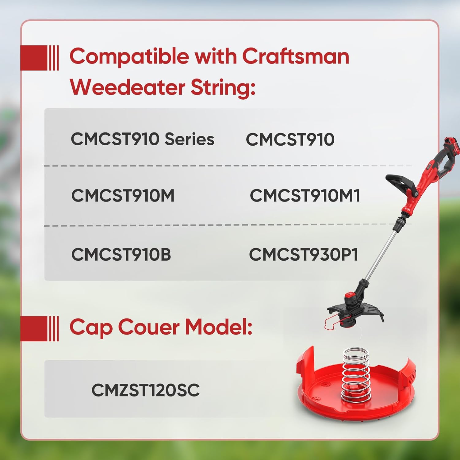20 Pack CMZST0803 CMZST080 Weed Eater String and 4 Pcak CMZST120SC String Trimmer Spool Cap Compatible with Craftsman Weed Wacker — image 6