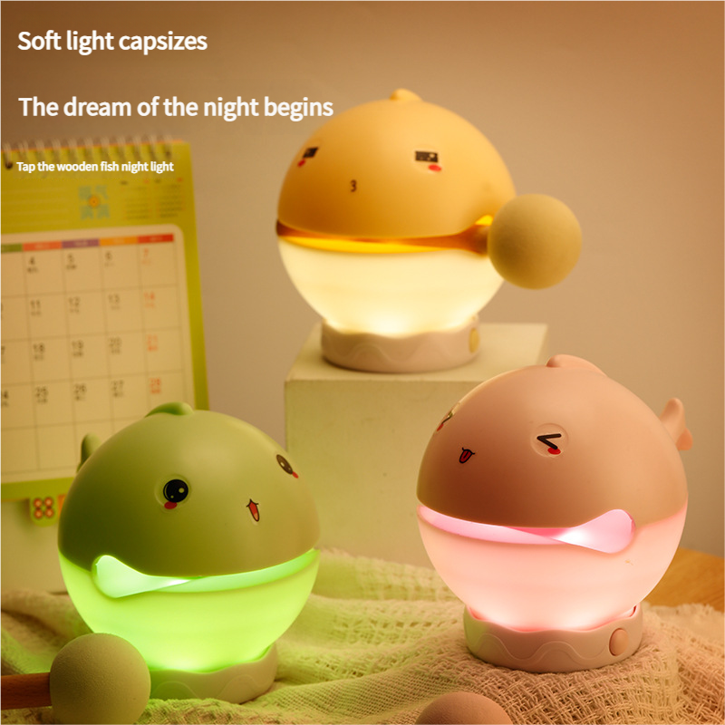 Portable rechargeable tapping control night light- 3-Level Dimmable Bedside Lamp(pink) โ image 2