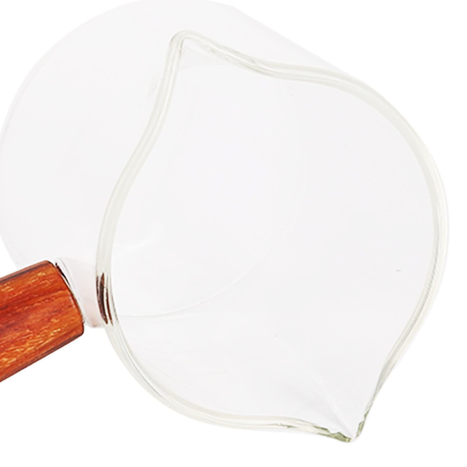Wooden handle glass measuring cup, heat-resistant double mouthed milk coffee cup, transparent scale design — image 2