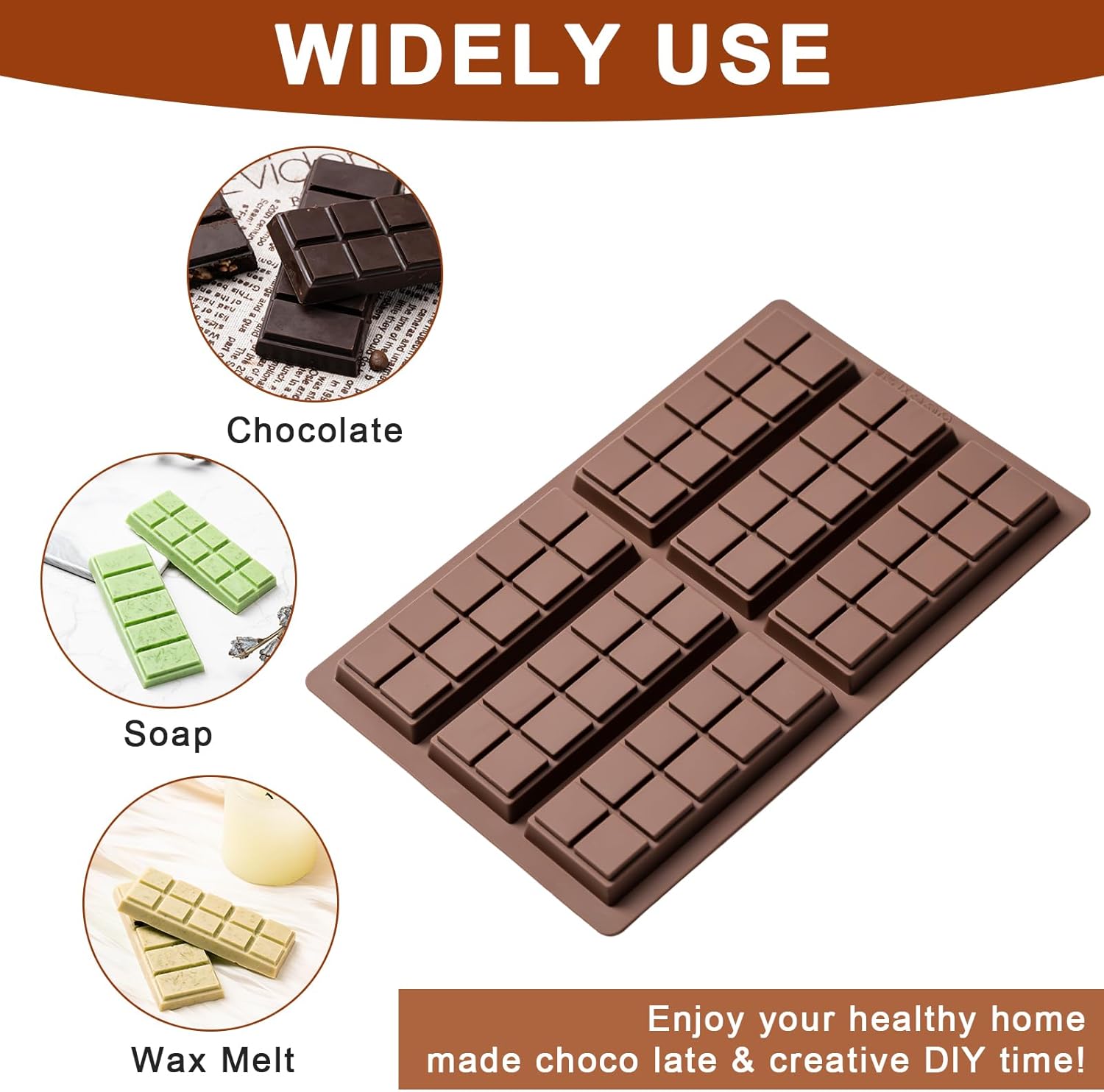 Chocolate Bar Mold,Non-Stick Chocolate Molds, 100% Food Grade Silicone Deep Mold for Dubai Pistachio Rod, Candy, Snacks, Knafeh Pistachio Rod and More(10 Snap) — image 6