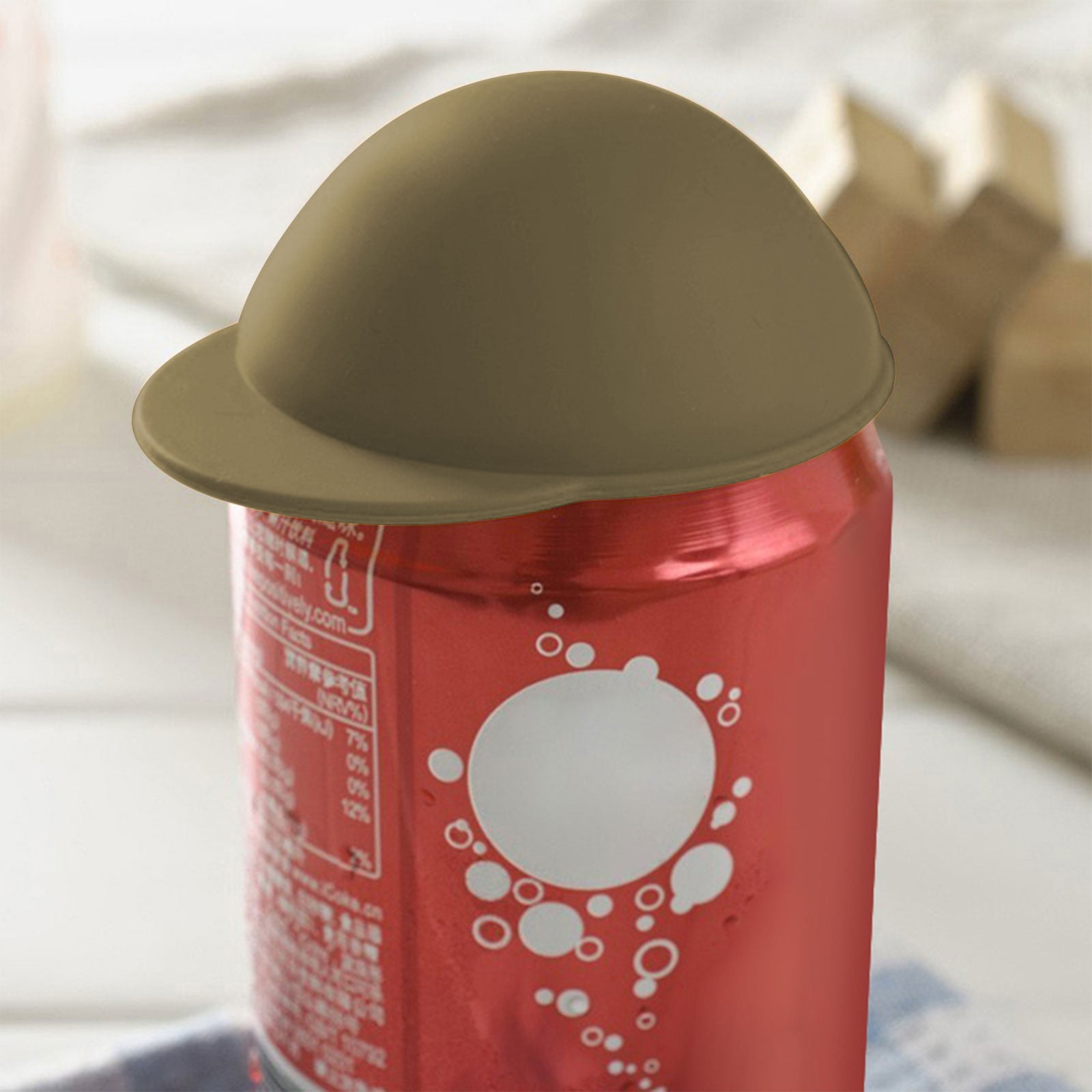 Back to School SuppliesCute Can Hat Sealing Cover Cola Beer Preservation Cover Silicone Cup Cover Dustproof and Leakproof Coffee Color (Include: 1X Can Hat — image 2