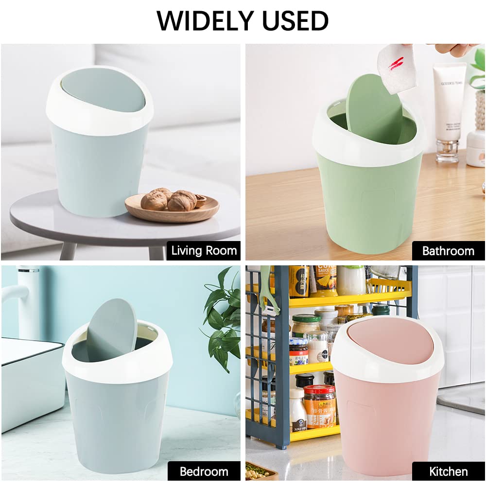 Small Trash Can with Swing Lid - Plastic Desktop Waste Bin for Office Kitchen Bathroom Student Accommodation — image 6