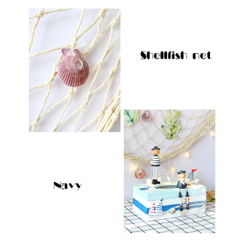 Decorative Fishing Net Wall Decor with Seashells Nautical Style Wall Hangings Ornament — image 6