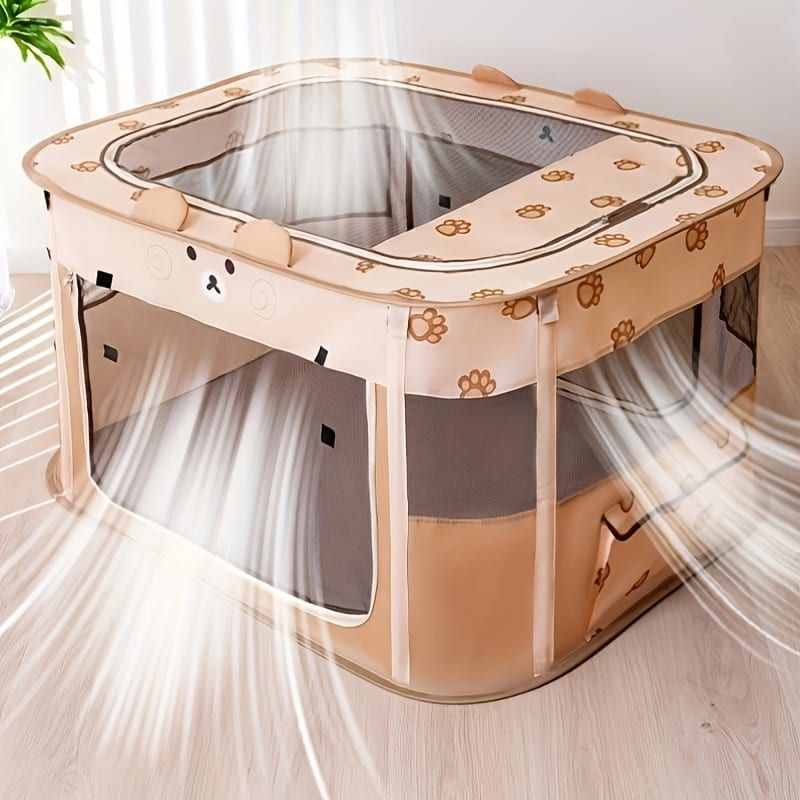Foldable Pet Playpen with Zippered Top, Portable Cat Whelping Box & Puppy Kennel for Indoor/Outdoor Use, Easy Assembly, Multi-Functional Tent for Small Pets — image 6