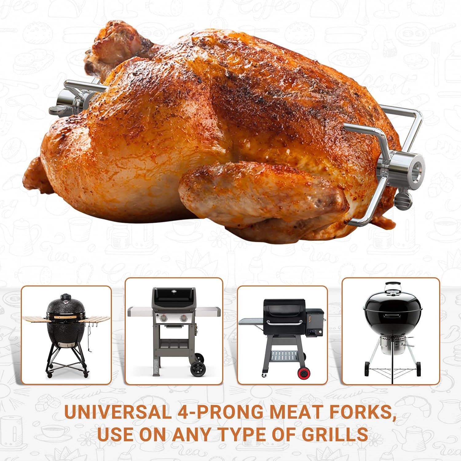 2Pcs 4 Prongs Stainless Steel Barbecue Forks Outdoor Barbecue Rotisserie Meat Forks Tool Chicken Grill Roasting Fork Kitchen โ image 3