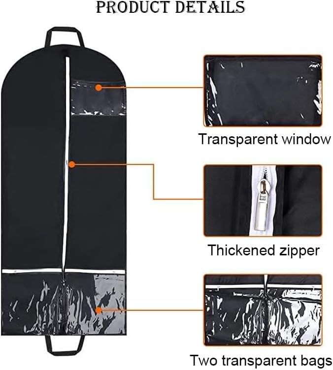 Garment Bags Hanging Clothes Travel, 50.4 Inch Long Suit Bags Cover for Women Dresses and Men Coats — image 3