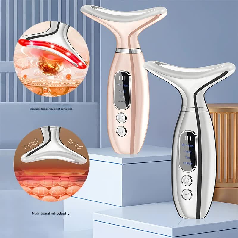 Multi-Functional Neck & Face Beauty Massager - Constant Heat, Ion Infusion & Sonic Vibration(white) โ image 2