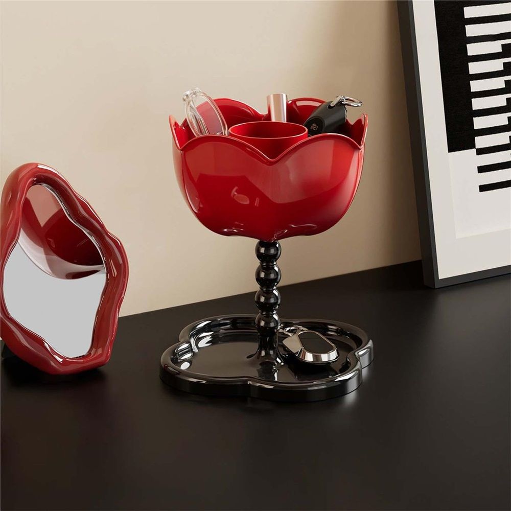 Entryway Storage Rack with Flower Shape, Modern Style Floral Key Holder, Double-Layer Plastic key rack, Storage Organizer for Living Room Bedroom — image 3