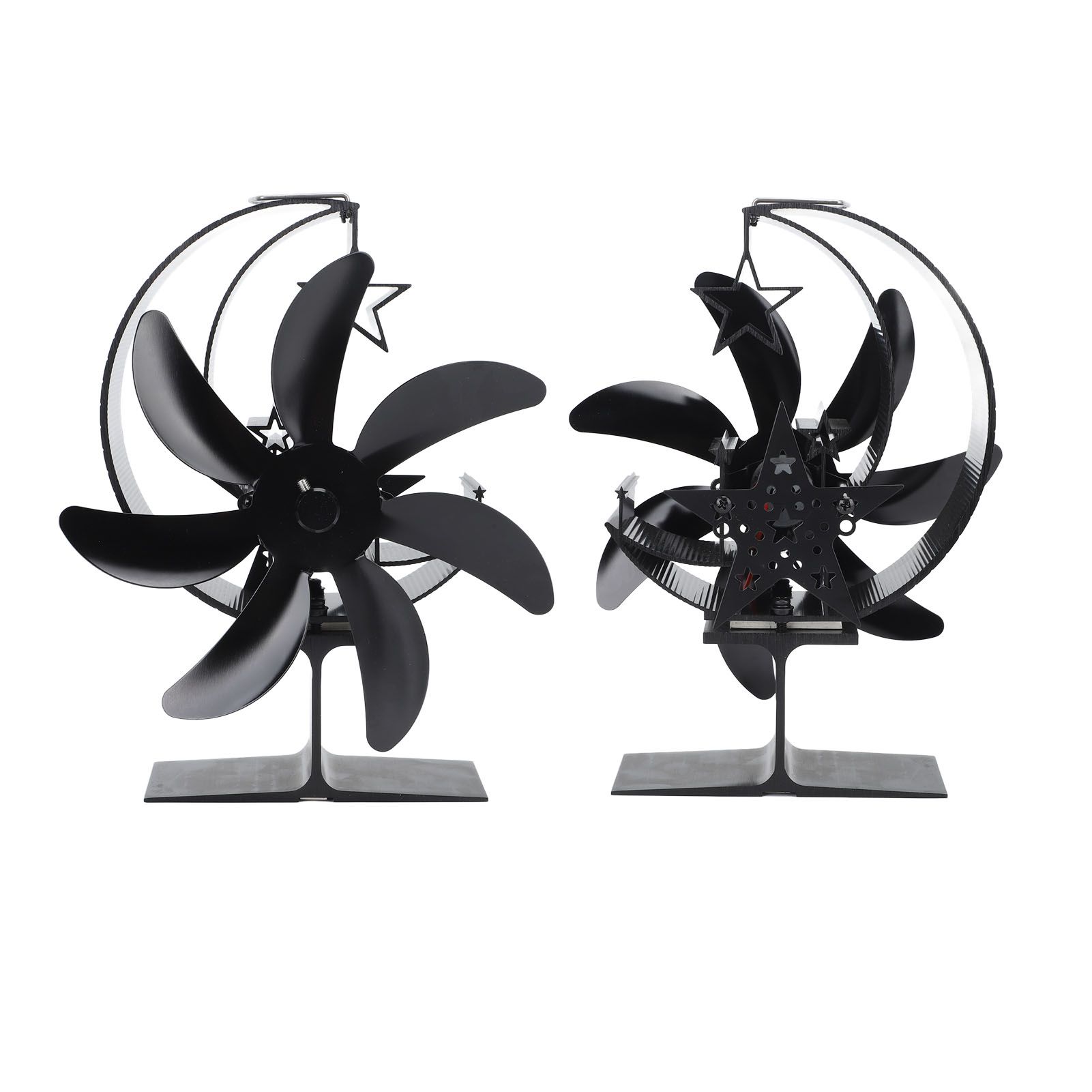 Heat Powered Stove Fan 7 Blade Moon Model Silent Operation Circulating Warm Air Highly Efficient Log Burner Fan For Wood Stove Accessories Black โ image 4