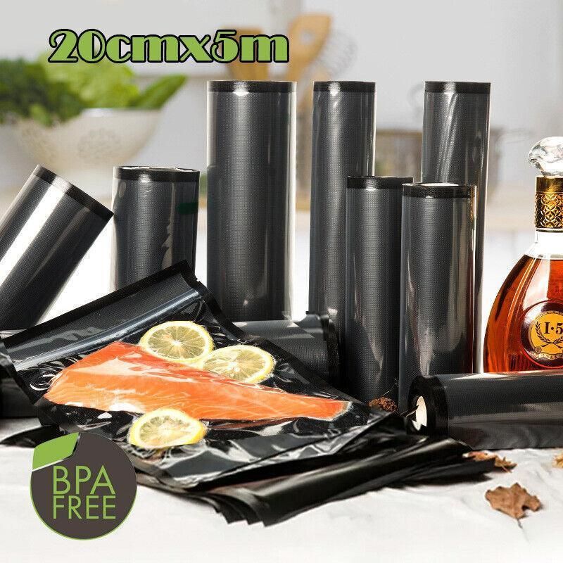 Black Vacuum Food Sealer Seal Bags Rolls Saver Storage Commercial 20/28Cm*5M - 20cm* 5m* 1 Roll โ image 2