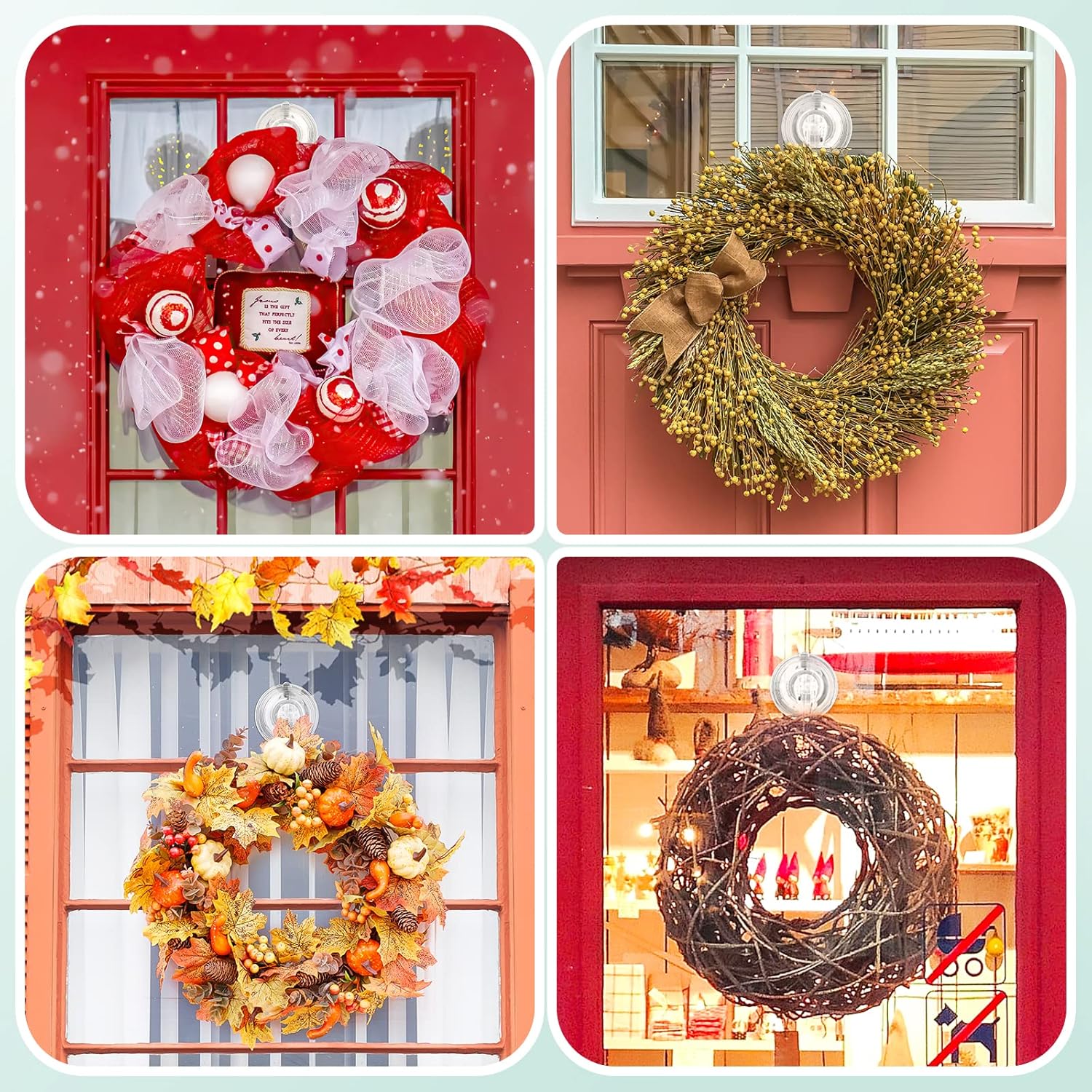 Wreath Hanger, Large Suction Cup Wreath Hooks with Wipes, Heavy Duty, 22 LB Capacity, Removable and Reusable, Clear, 2 Pcs โ image 5