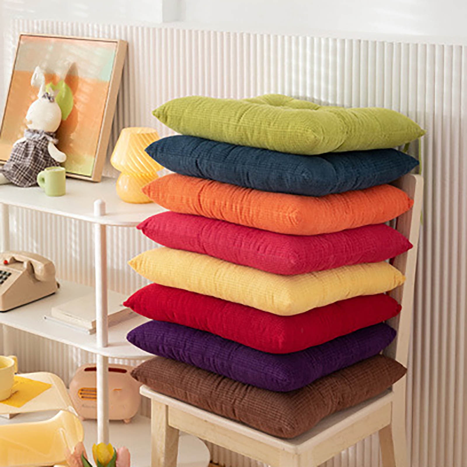 Solid Color Thickened Corduroy Chair Cushions 17.7 * 17.7in Extra-Large Size Seat Cushion with Machine Washable,Large Size Dining Chair Cushion Student Office — image 6