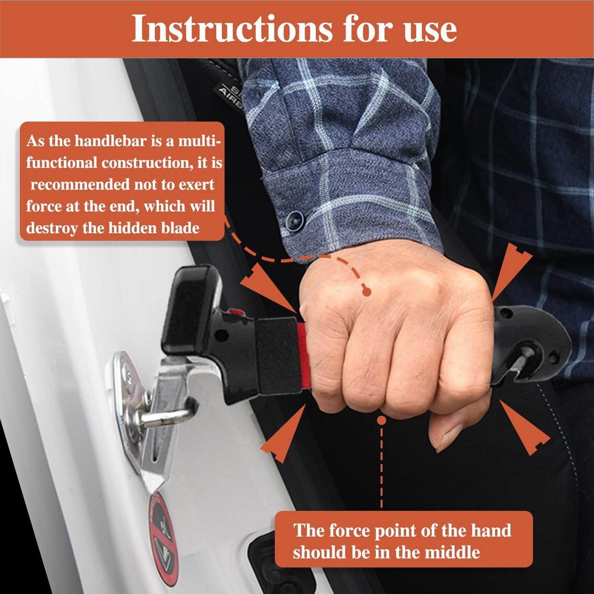 Set of 2 multifunctional car door handles, as an aid for getting in and out of cars, making it easier for disabled people / the elderly / small — image 2