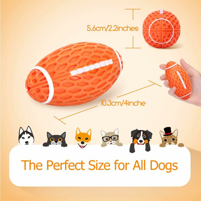 Indestructible Natural Rubber Rugby Dog Ball — image 3