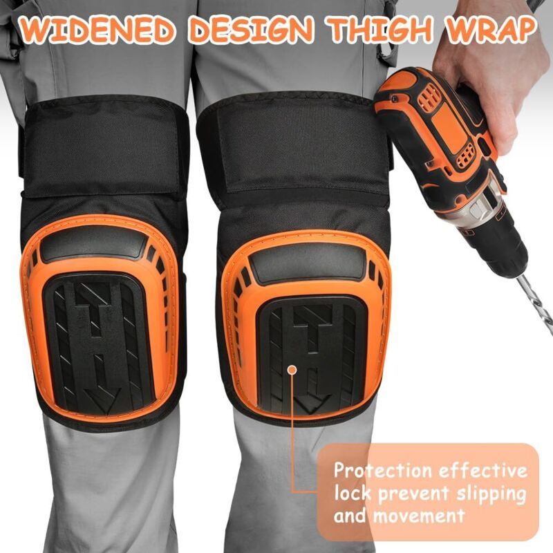 Work Knee Pads Construction, Knee Pads with Robust Foam Padding and Gel Cushion Extended Thigh Strap and Adjustable Clips for Gardening โ image 3