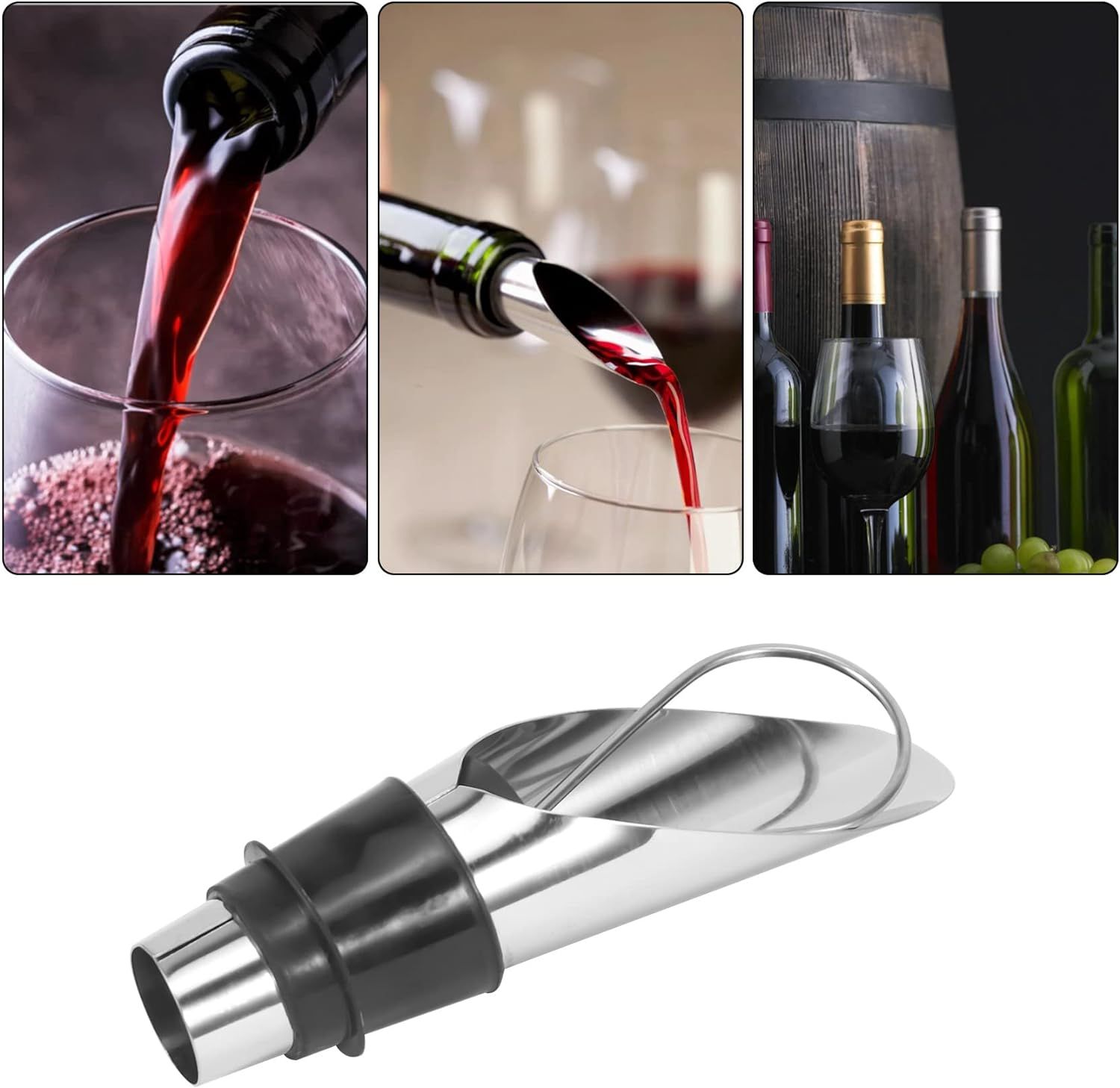 Stainless Steel Vacuum Pump Wine Bottle Stopper Funnel Pourter Decanter Stainless Steel Wine Stopper Pourer Metal Wine Pouring โ image 5